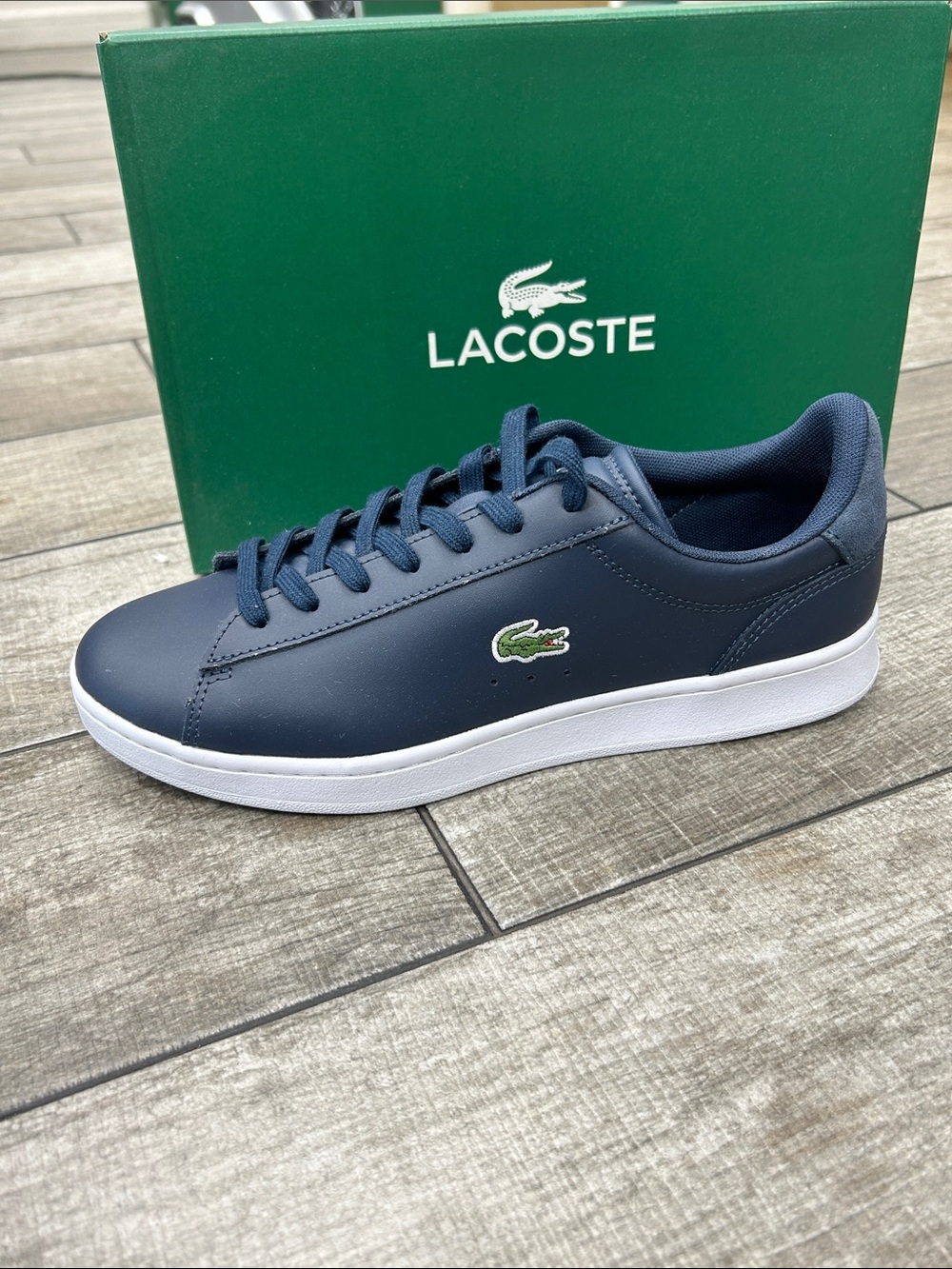 Lacoste Carnaby Set 224 1 SMA Navy Blue Leather Low-Top Sneaker with White Sole